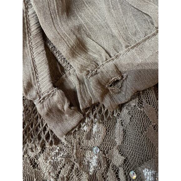 NWT Pretty Angel Blouse Jacket Womens M Lace Rhinestone Embroidery Gypsy Fairy - Picture 13 of 13